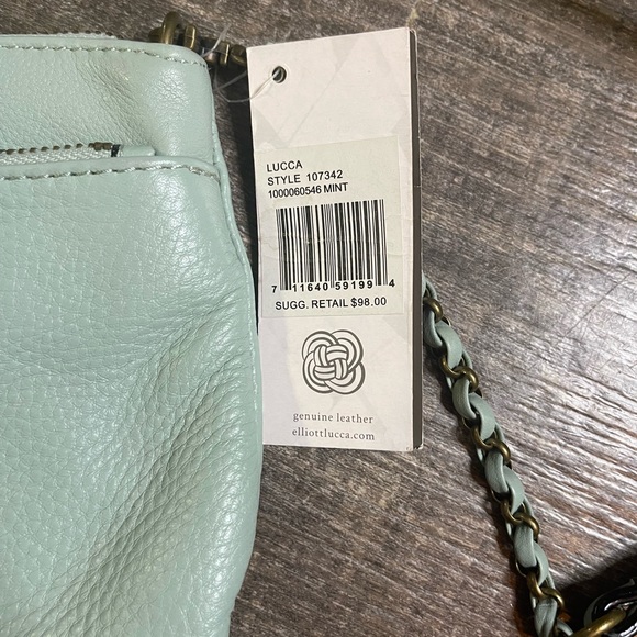 🐱NWT ELLIOT LUCCA Leather Mint Crossbody - Picture 3 of 5